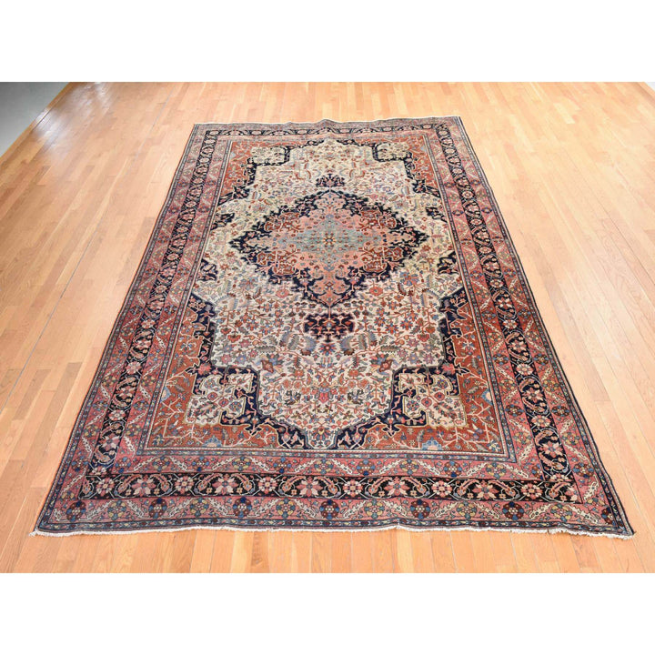 8'5" x 11'4" Vintage Hand Knotted Ivory Wool Rectangle Oriental Rug - MOA10278476
