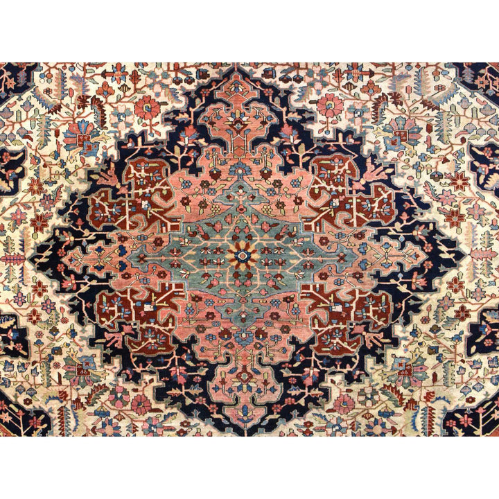 8'5" x 11'4" Vintage Hand Knotted Ivory Wool Rectangle Oriental Rug - MOA10278476