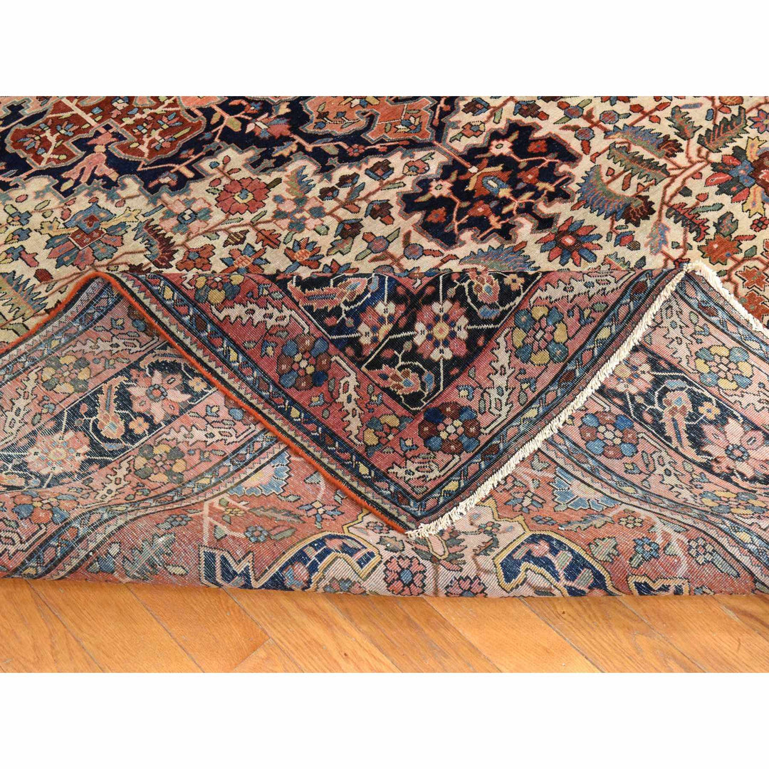8'5" x 11'4" Vintage Hand Knotted Ivory Wool Rectangle Oriental Rug - MOA10278476