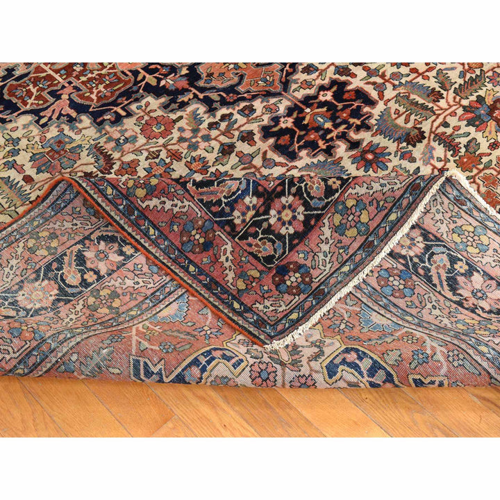 8'5" x 11'4" Vintage Hand Knotted Ivory Wool Rectangle Oriental Rug - MOA10278476