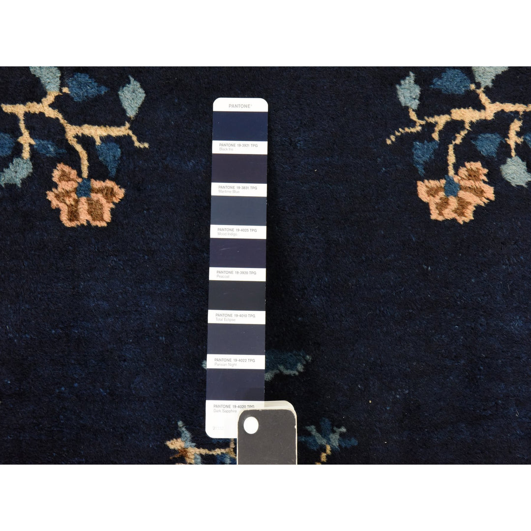 3'0" x 4'6" Vintage Hand Knotted Blue Wool Rectangle Oriental Rug - MOA10278479