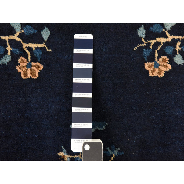 3'0" x 4'6" Vintage Hand Knotted Blue Wool Rectangle Oriental Rug - MOA10278479
