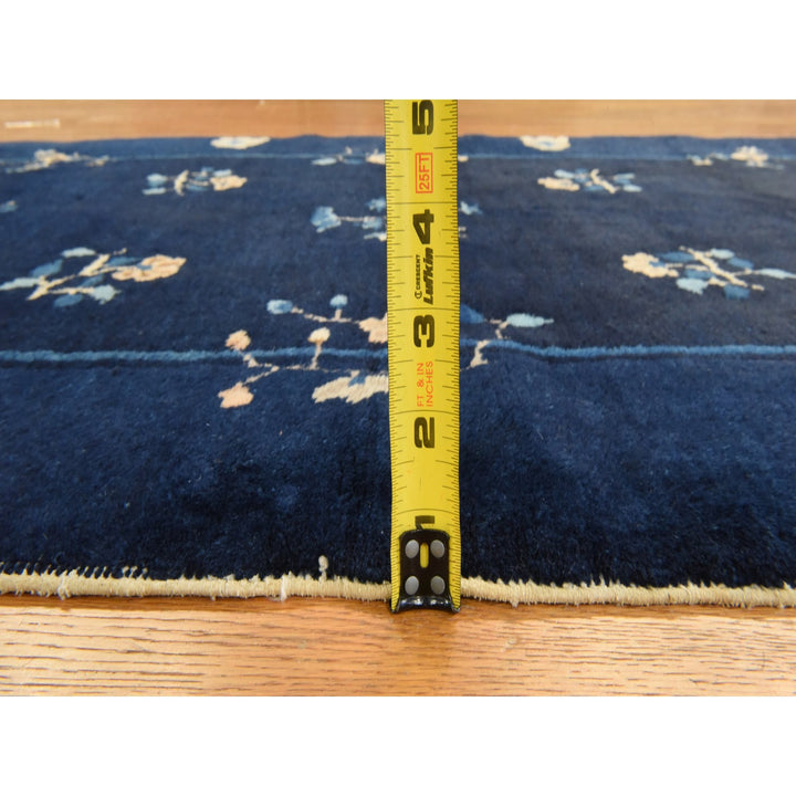 3'0" x 4'6" Vintage Hand Knotted Blue Wool Rectangle Oriental Rug - MOA10278479