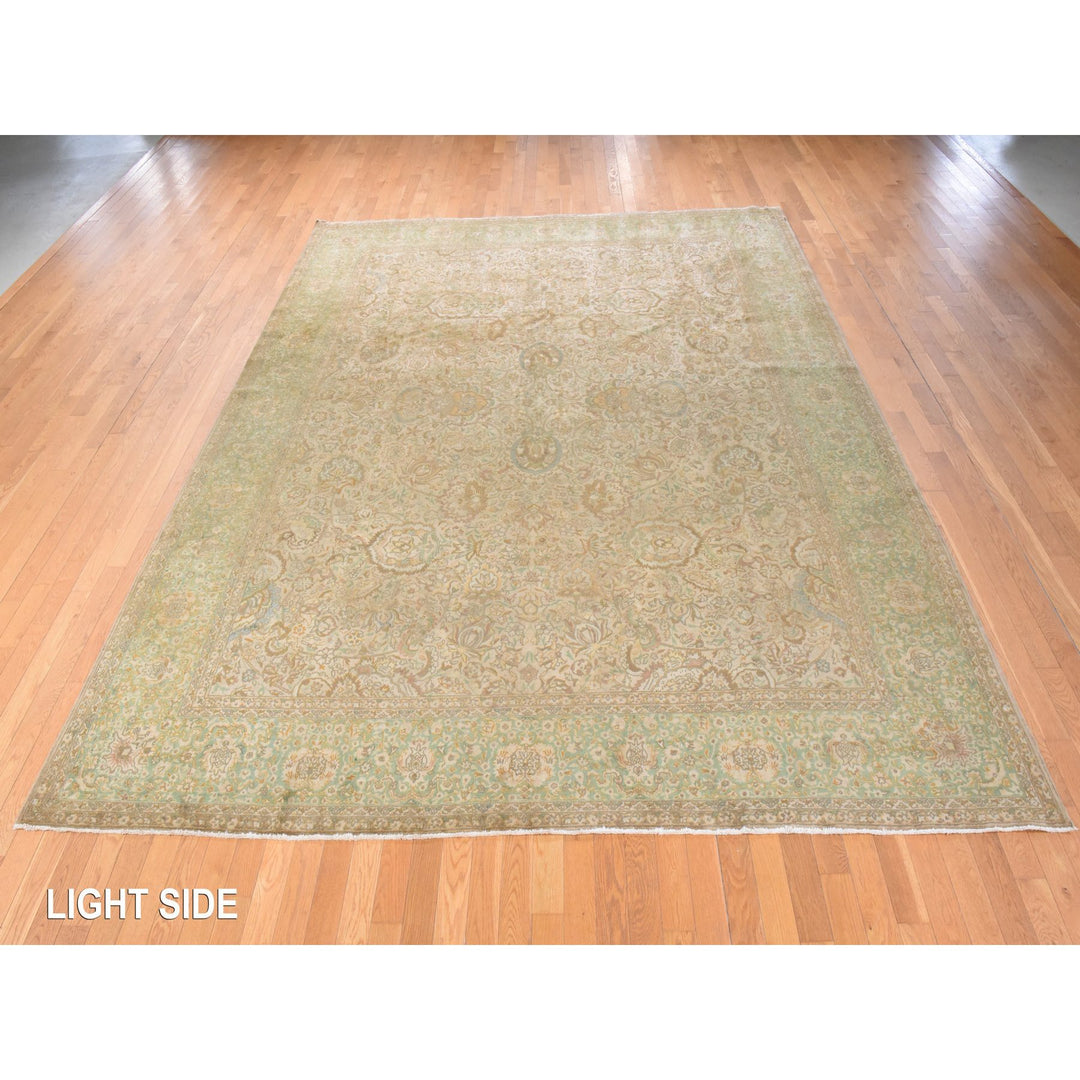 9'9" x 13'0" Vintage Hand Knotted Brown Wool Rectangle Oriental Rug - MOA10278480