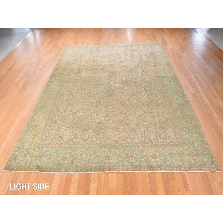9'9" x 13'0" Vintage Hand Knotted Brown Wool Rectangle Oriental Rug - MOA10278480