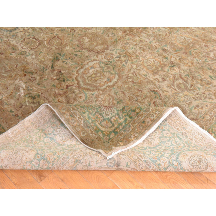 9'9" x 13'0" Vintage Hand Knotted Brown Wool Rectangle Oriental Rug - MOA10278480
