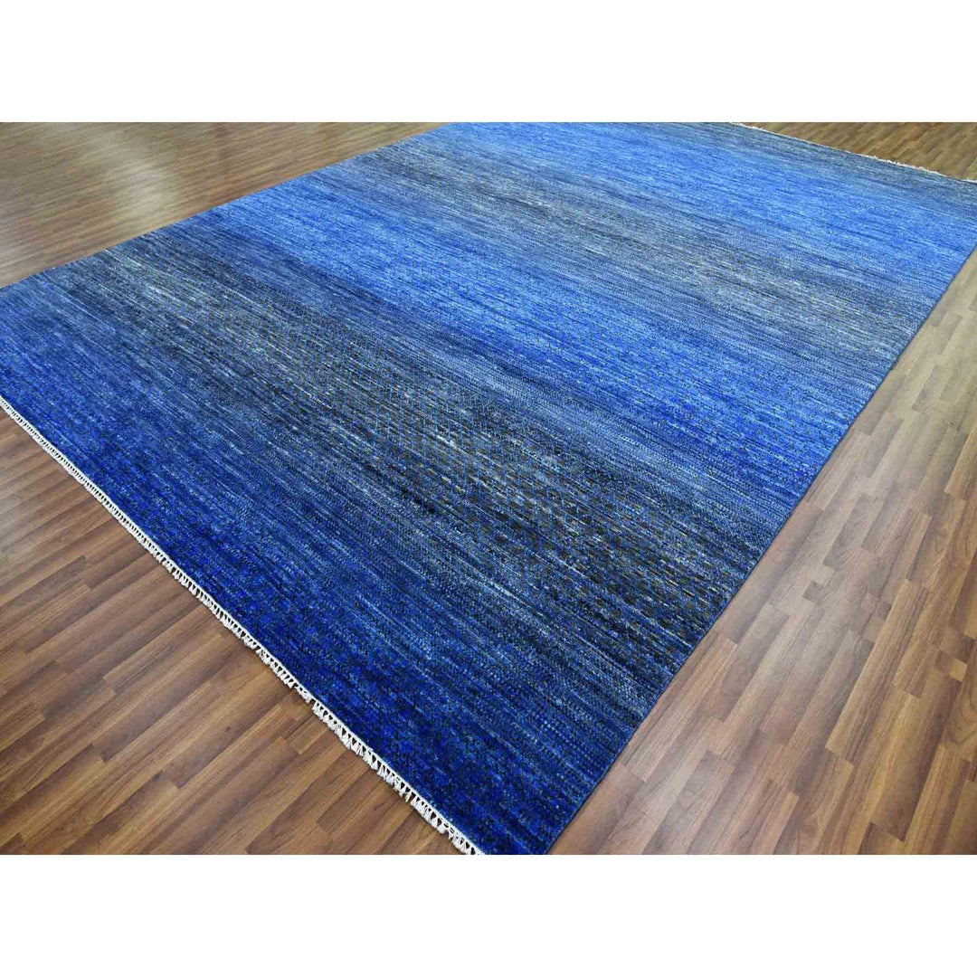 10'5" x 14'6" New Hand Knotted Blue Wool Rectangle Oriental Rug - MOA10279003