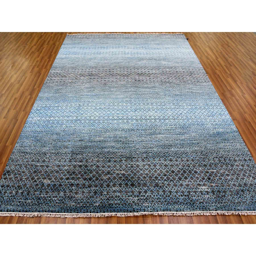 8'0" x 10'3" New Hand Knotted Grey Wool Rectangle Oriental Rug - MOA10279005