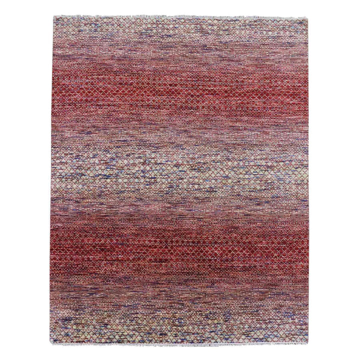 8'0" x 10'2" New Hand Knotted Red Wool Rectangle Oriental Rug - MOA10279011