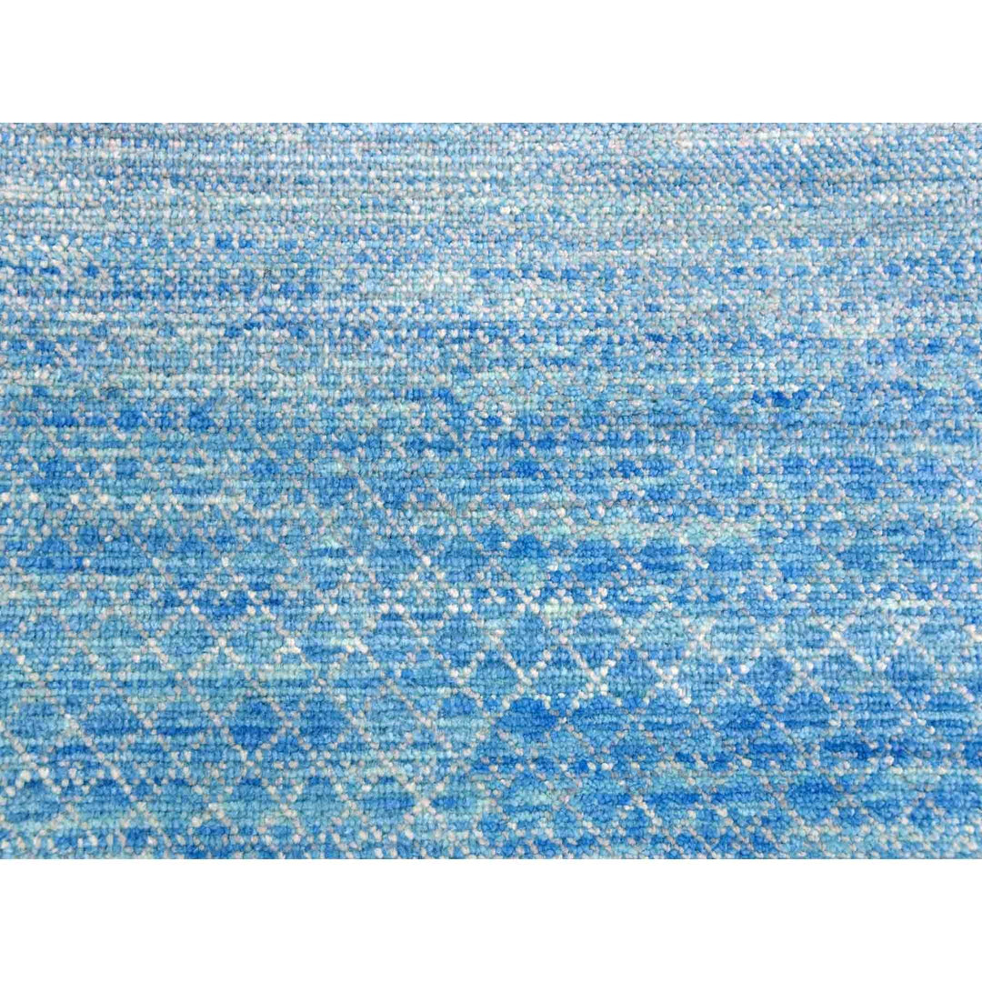 9'0" x 12'0" New Hand Knotted Blue Wool Rectangle Oriental Rug - MOA10279031