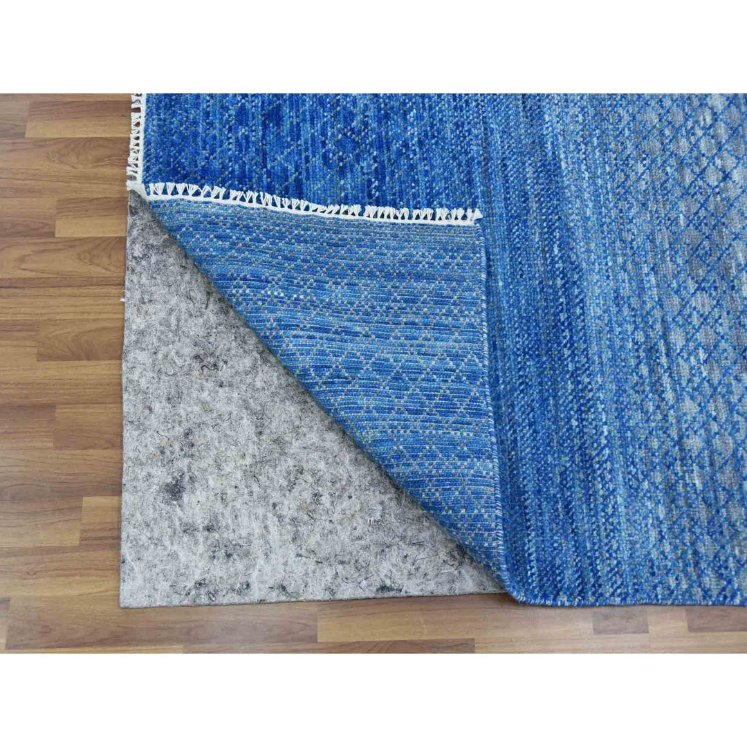 9'2" x 12'2" New Hand Knotted Blue Wool Rectangle Oriental Rug - MOA10279034