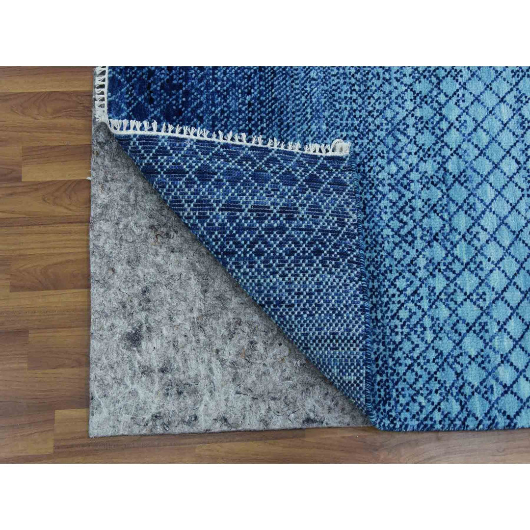 9'0" x 12'5" New Hand Knotted Blue Wool Rectangle Oriental Rug - MOA10279035