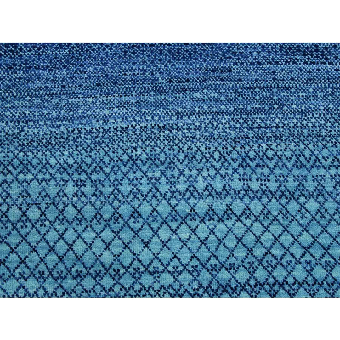 9'0" x 12'5" New Hand Knotted Blue Wool Rectangle Oriental Rug - MOA10279035