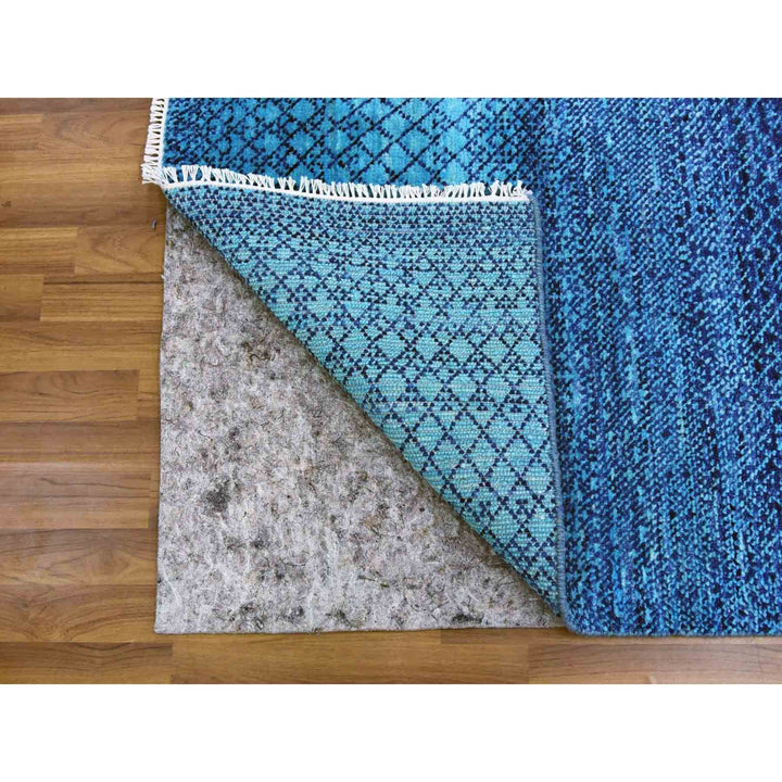 10'0" x 14'1" New Hand Knotted Blue Wool Rectangle Oriental Rug - MOA10279038