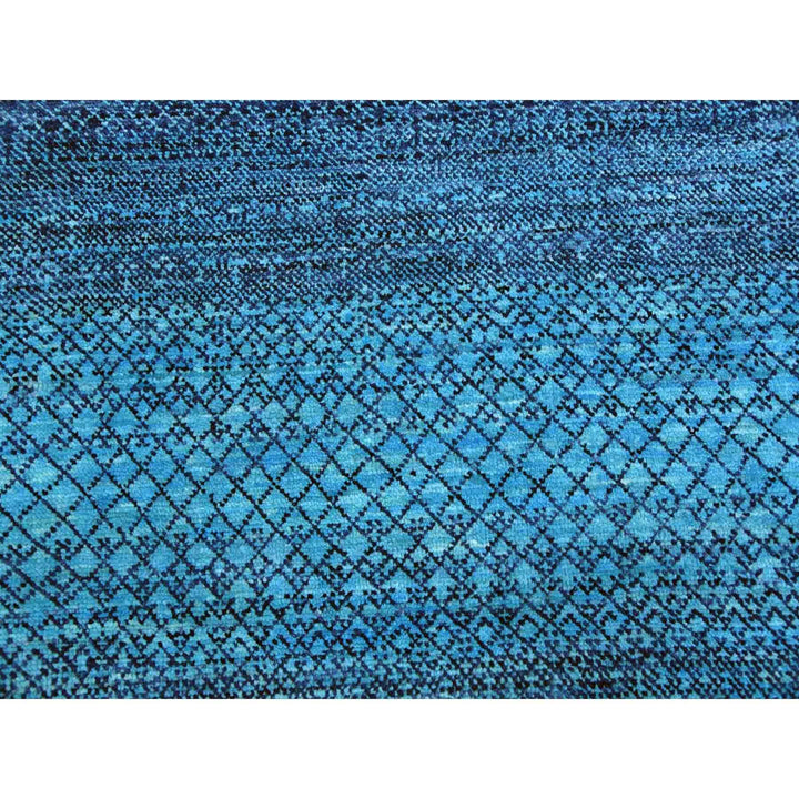 10'0" x 14'1" New Hand Knotted Blue Wool Rectangle Oriental Rug - MOA10279038