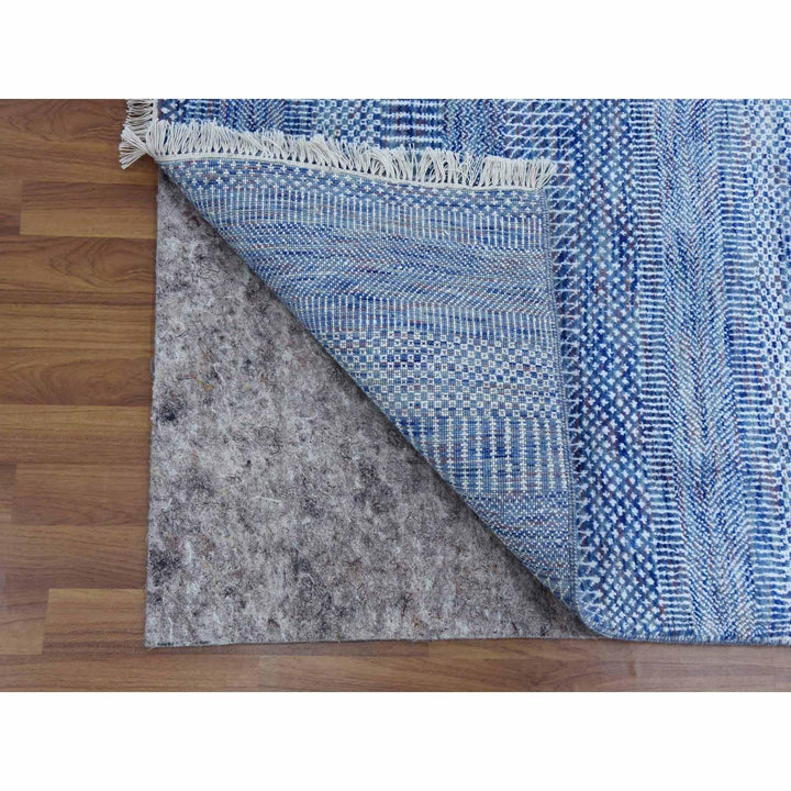 9'1" x 12'2" New Hand Knotted Blue Wool & Silk Rectangle Oriental Rug - MOA10279090