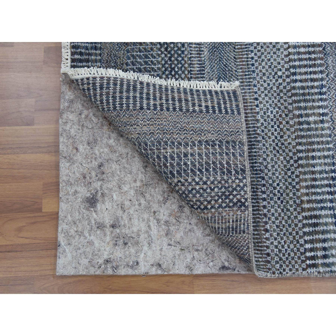 2'7" x 14'0" New Hand Knotted Grey Wool & Silk Runner Oriental Rug - MOA10279136