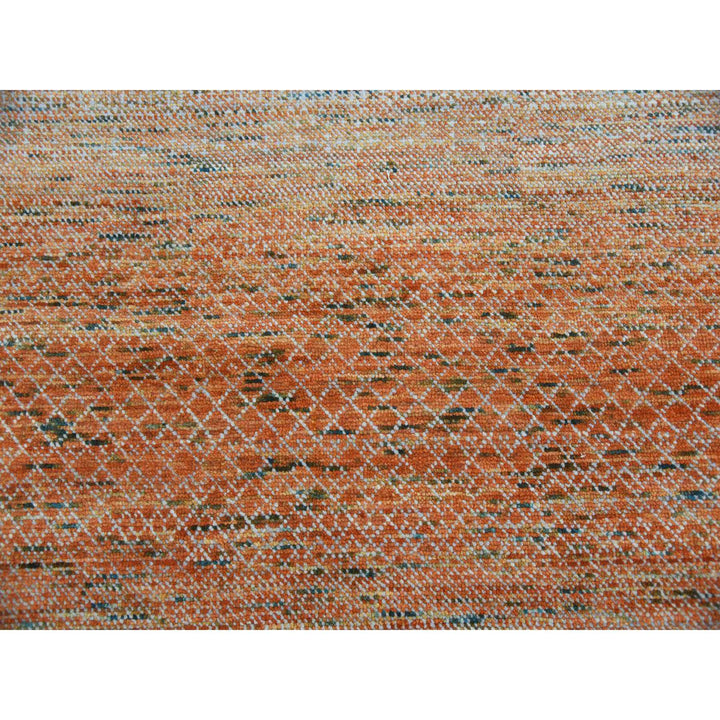 9'10" x 13'10" New Hand Knotted Orange Wool Rectangle Oriental Rug - MOA10279168