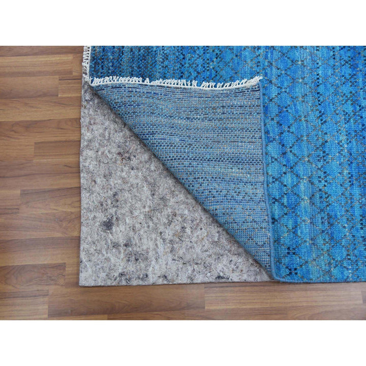 10'0" x 14'3" New Hand Knotted Blue Wool Rectangle Oriental Rug - MOA10279172