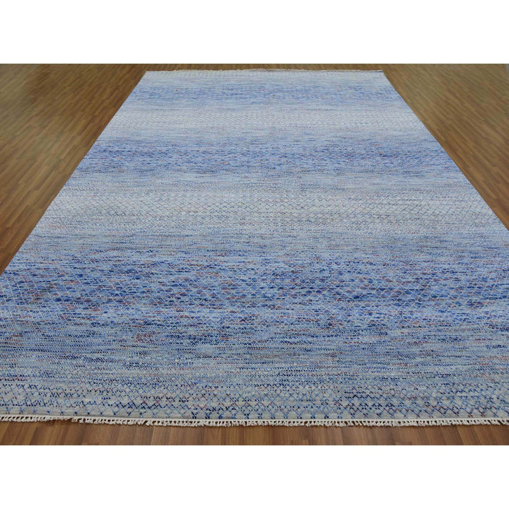 10'0" x 14'4" New Hand Knotted Blue Wool Rectangle Oriental Rug - MOA10279178