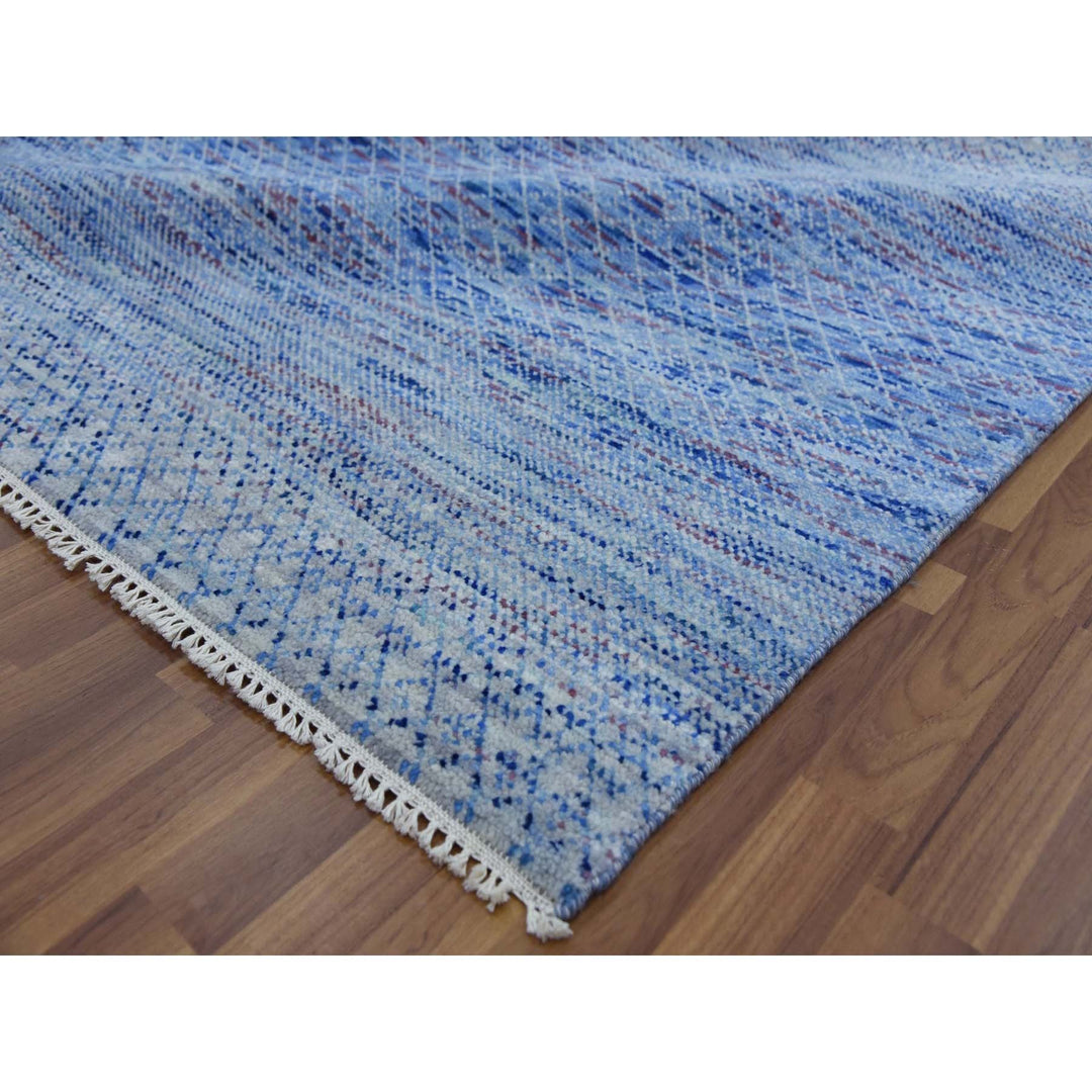 10'0" x 14'4" New Hand Knotted Blue Wool Rectangle Oriental Rug - MOA10279178