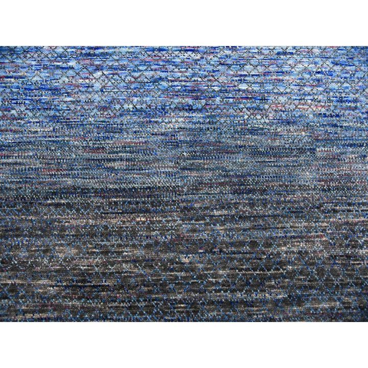 10'0" x 14'0" New Hand Knotted Blue Wool Rectangle Oriental Rug - MOA10279179