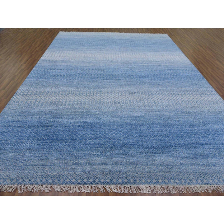 10'0" x 14'4" New Hand Knotted Blue Wool Rectangle Oriental Rug - MOA10279180