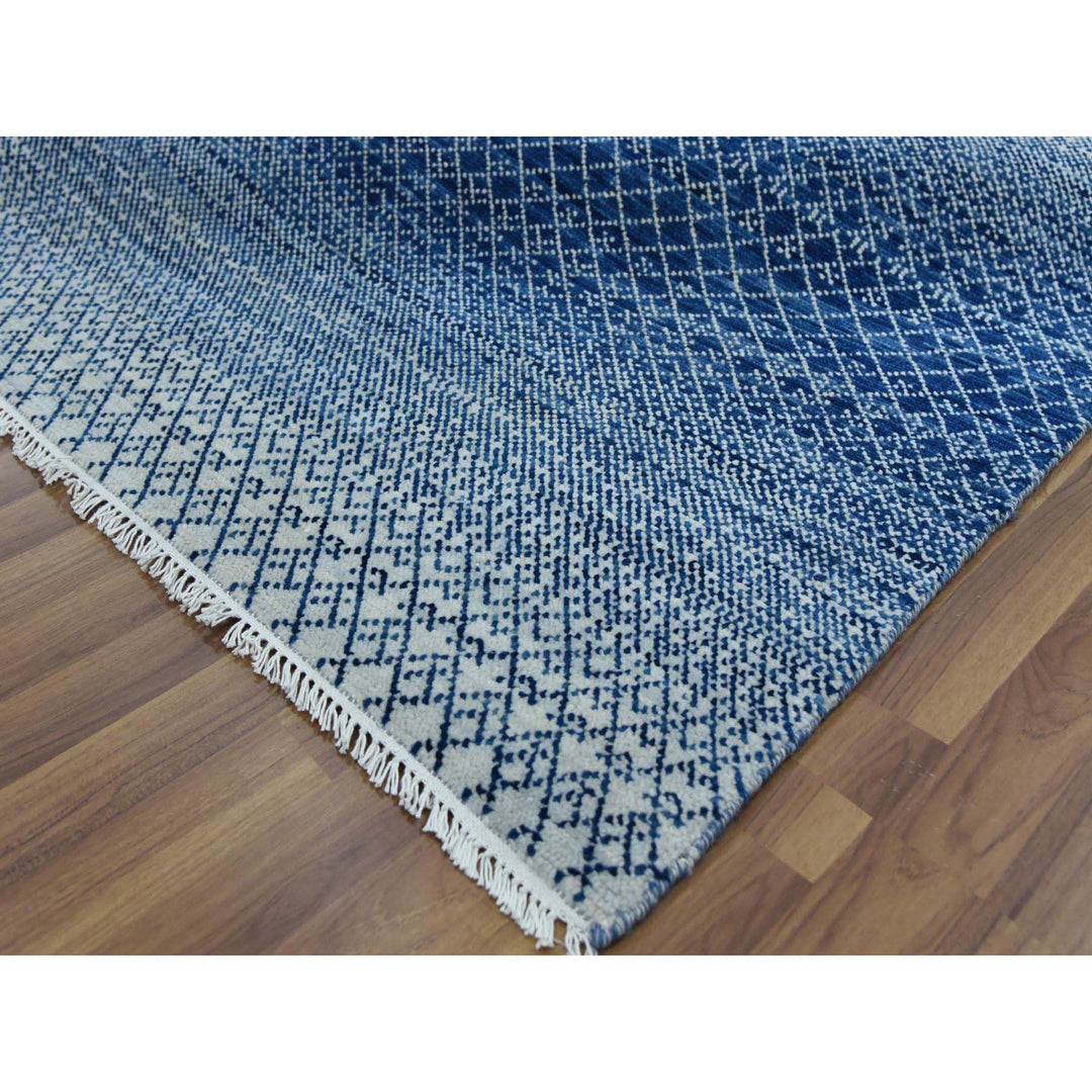 9'10" x 13'7" New Hand Knotted Blue Cotton Rectangle Oriental Rug - MOA10279182