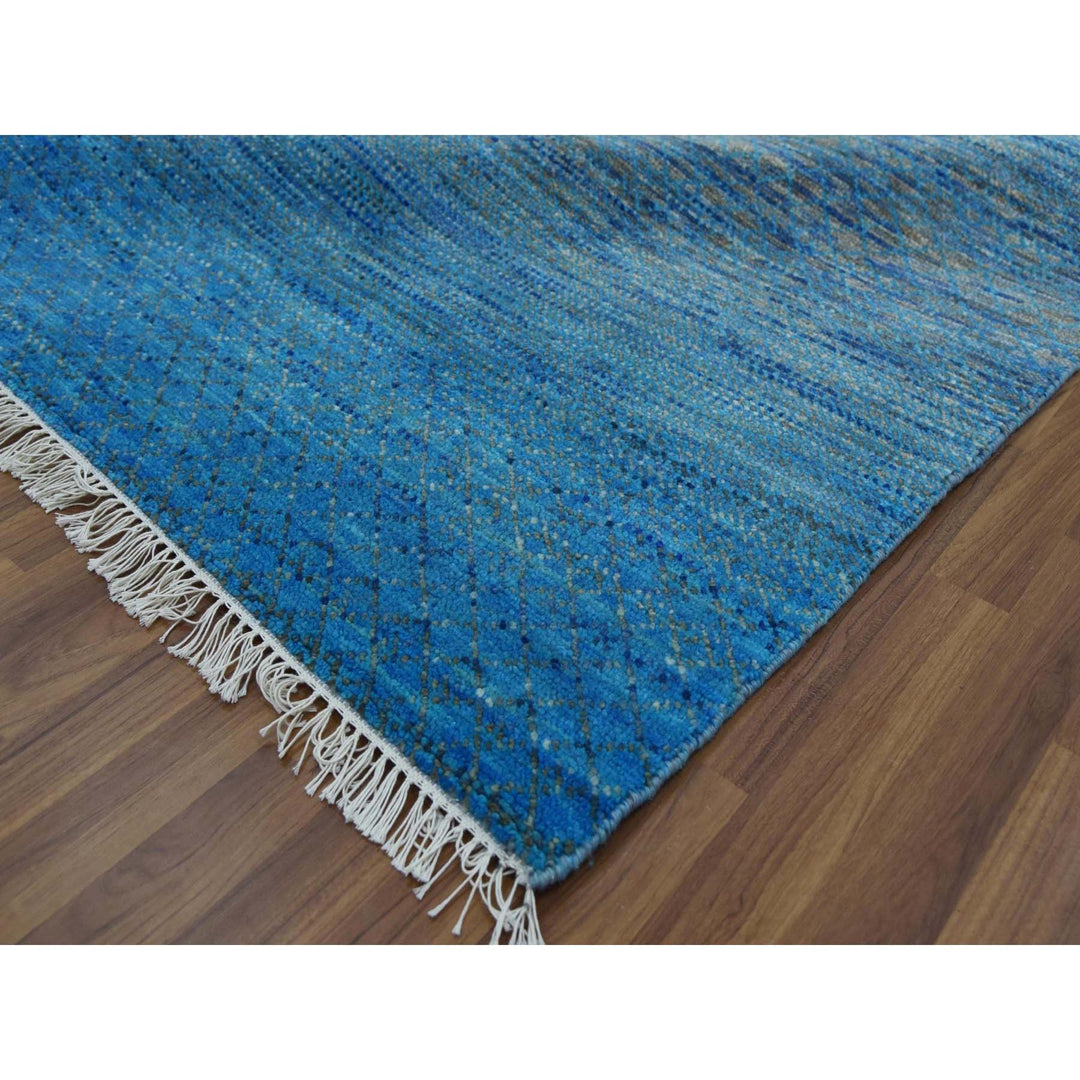 8'2" x 10'0" New Hand Knotted Blue Wool Rectangle Oriental Rug - MOA10279191