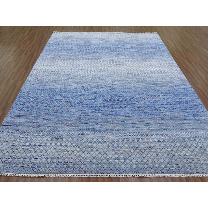 8'4" x 10'6" New Hand Knotted Blue Wool Rectangle Oriental Rug - MOA10279193