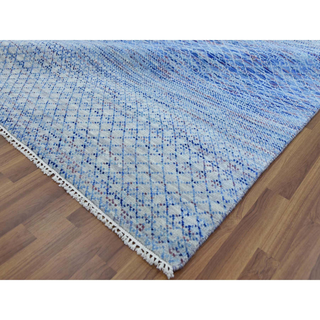 8'4" x 10'6" New Hand Knotted Blue Wool Rectangle Oriental Rug - MOA10279193