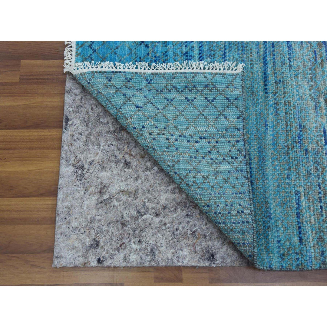 8'0" x 9'10" New Hand Knotted Blue Wool Rectangle Oriental Rug - MOA10279202