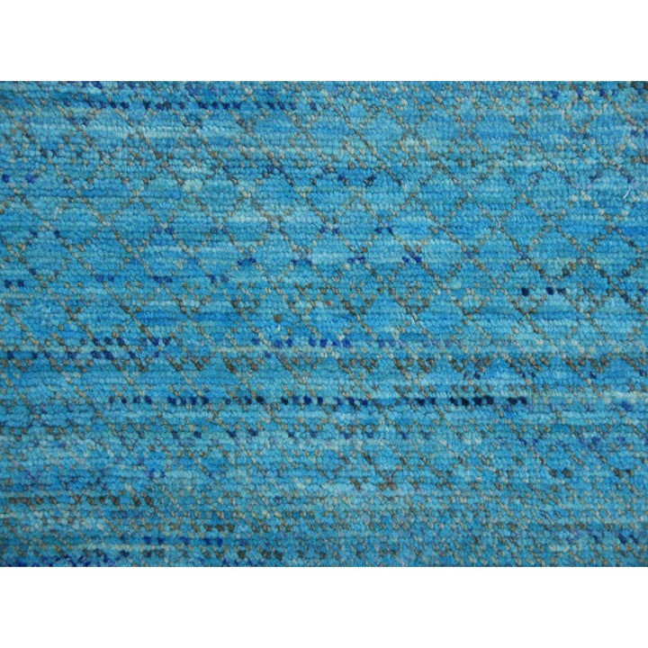 8'0" x 9'10" New Hand Knotted Blue Wool Rectangle Oriental Rug - MOA10279202