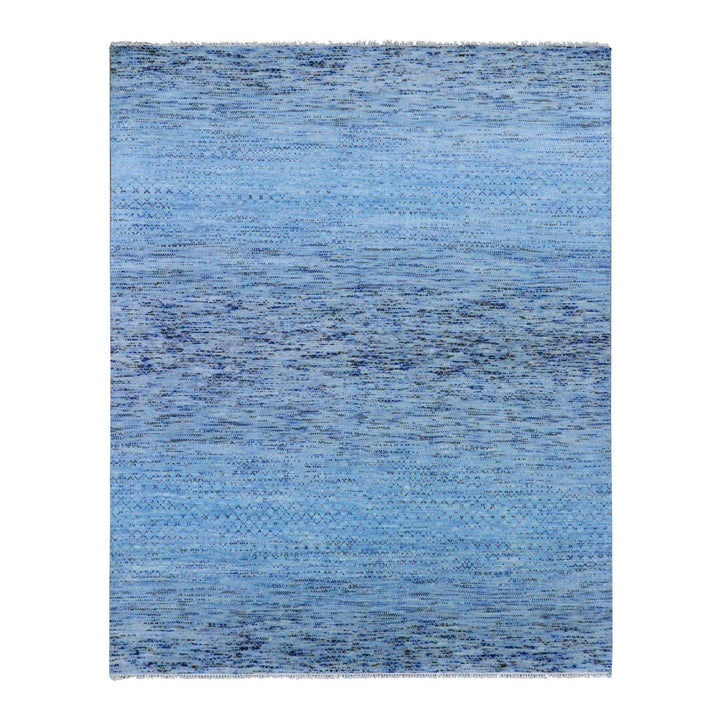 8'2" x 10'2" New Hand Knotted Blue Wool Rectangle Oriental Rug - MOA10279208