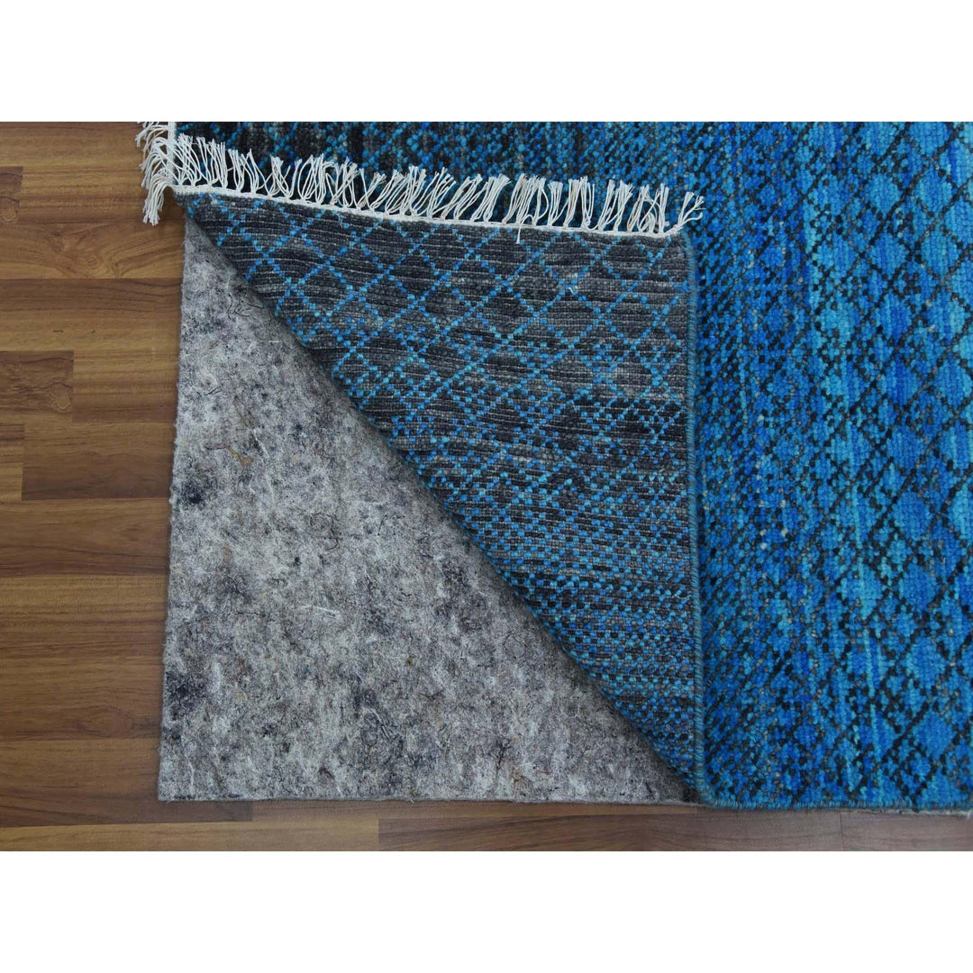 9'4" x 12'1" New Hand Knotted Blue Wool Rectangle Oriental Rug - MOA10279219