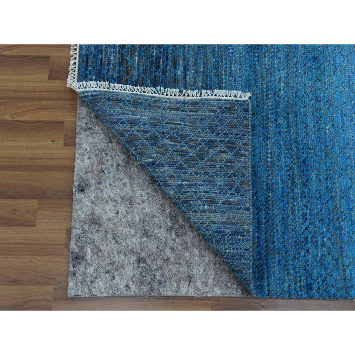 9'1" x 11'10" New Hand Knotted Blue Wool Rectangle Oriental Rug - MOA10279221