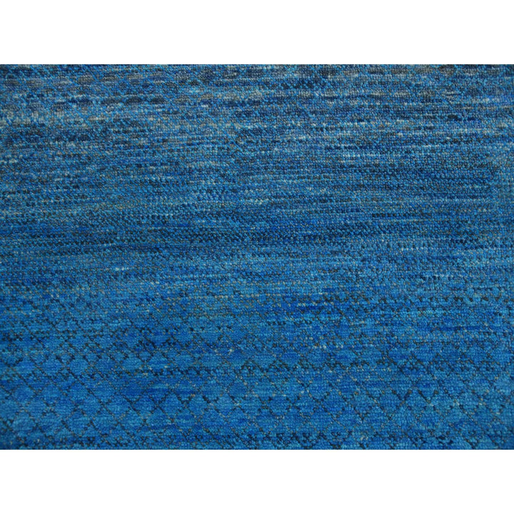 9'1" x 11'10" New Hand Knotted Blue Wool Rectangle Oriental Rug - MOA10279221