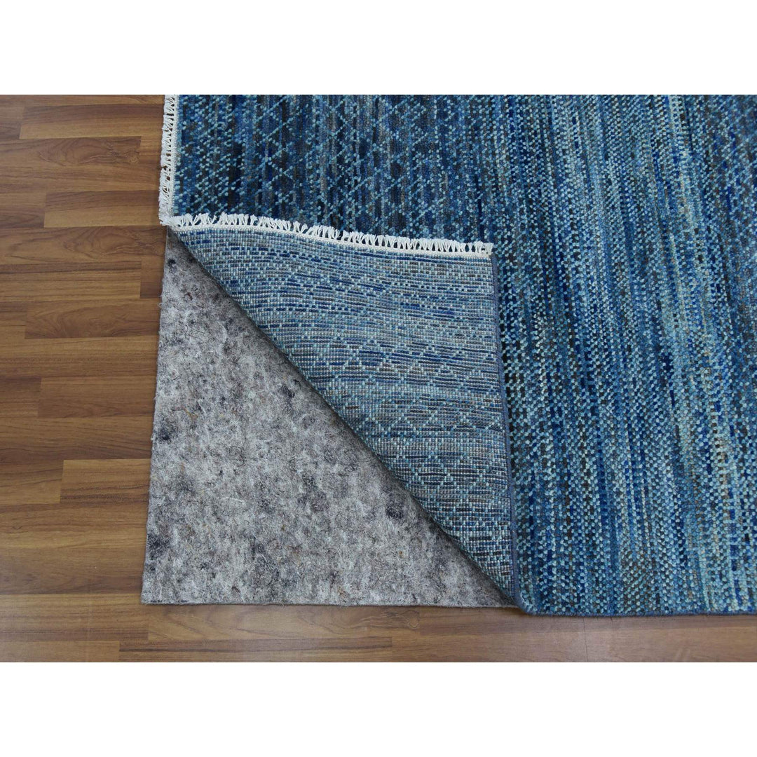 9'1" x 12'2" New Hand Knotted Blue Wool Rectangle Oriental Rug - MOA10279228