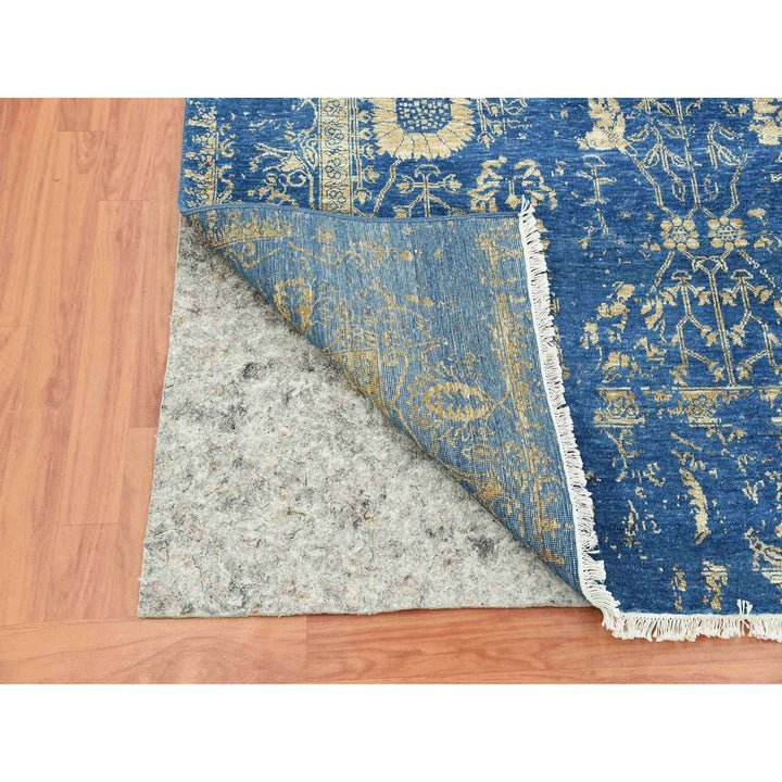 6'0" x 9'2" New Hand Knotted Blue Wool & Silk Rectangle Oriental Rug - MOA10279269