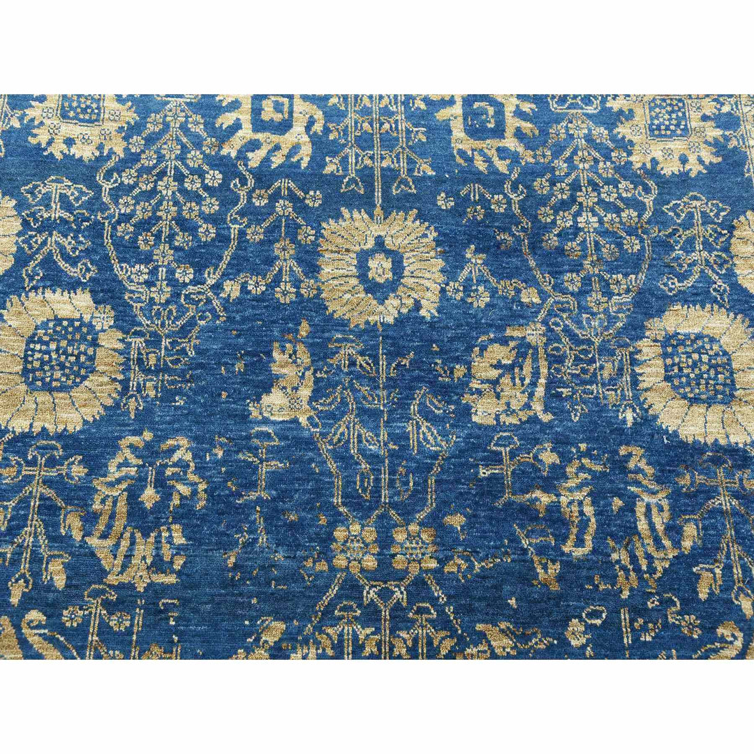 6'0" x 9'2" New Hand Knotted Blue Wool & Silk Rectangle Oriental Rug - MOA10279269