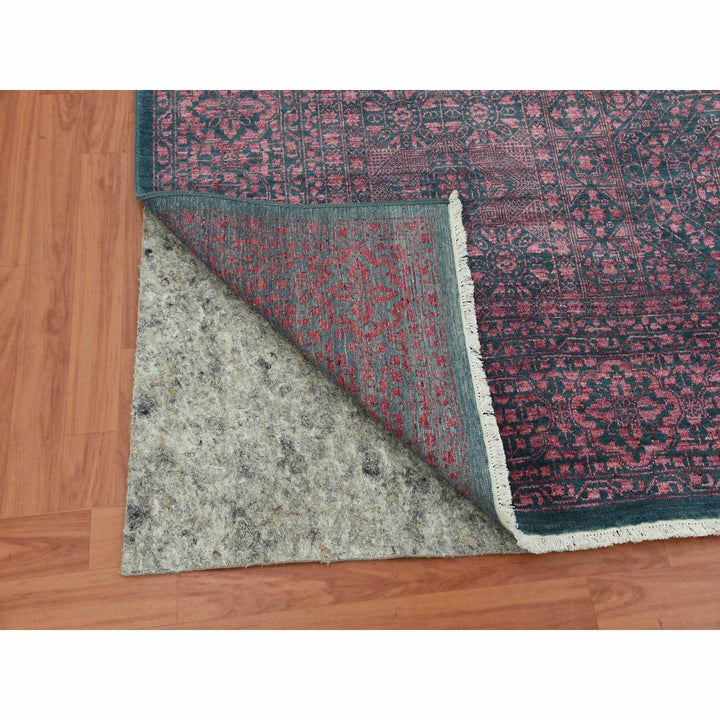 8'0" x 9'9" New Hand Knotted Green Wool & Silk Rectangle Oriental Rug - MOA10279273