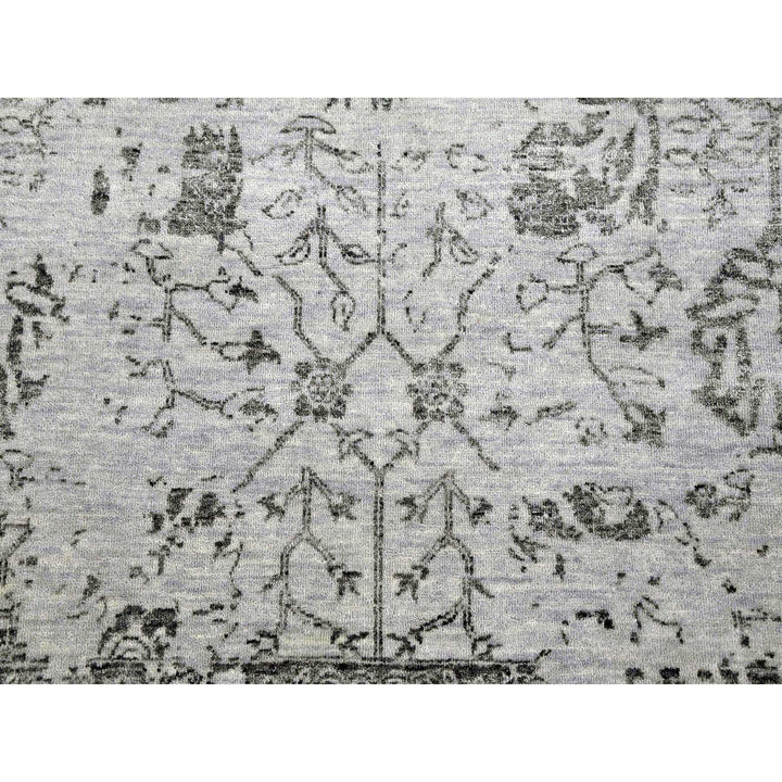 8'0" x 9'10" New Hand Knotted Grey Wool & Silk Rectangle Oriental Rug - MOA10279274