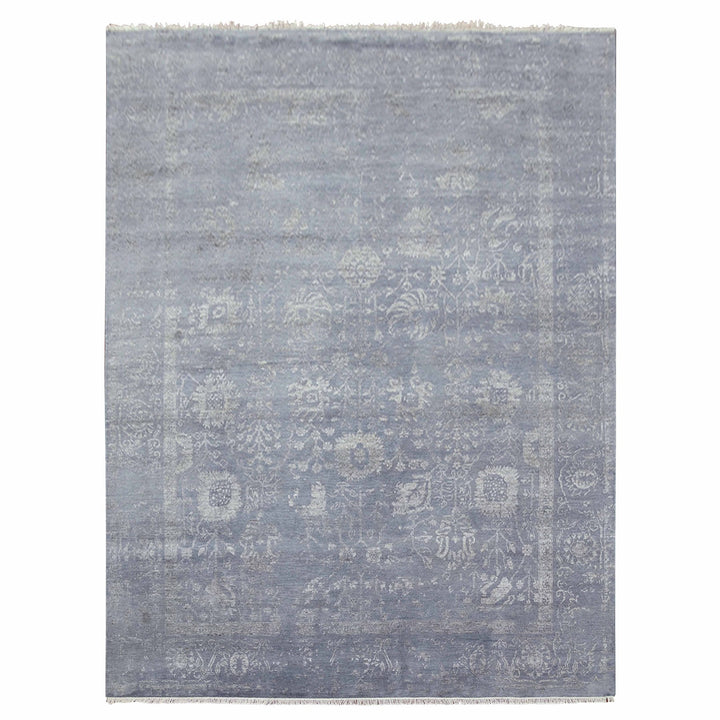 8'10" x 11'8" New Hand Knotted Grey Wool & Silk Rectangle Oriental Rug - MOA10279277