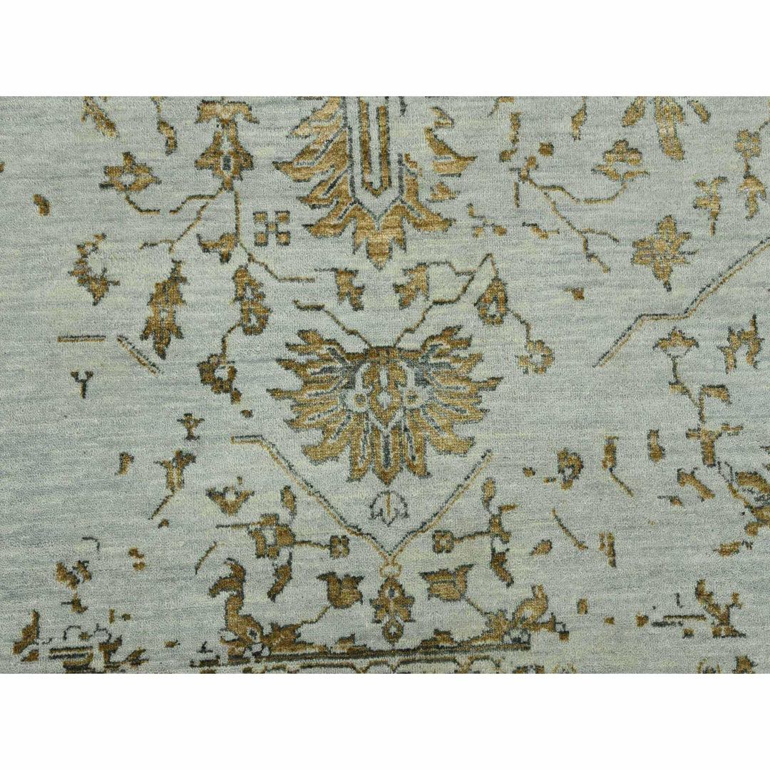 10'0" x 14'0" New Hand Knotted Grey Wool & Silk Rectangle Oriental Rug - MOA10279290