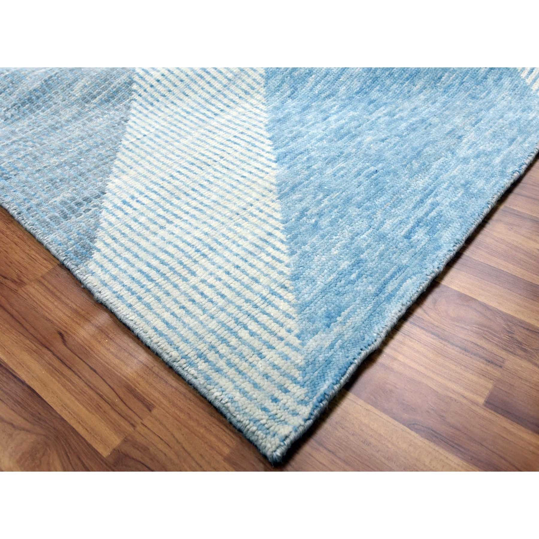 9'0" x 12'1" New Hand Knotted Blue Wool Rectangle Oriental Rug - MOA10279292