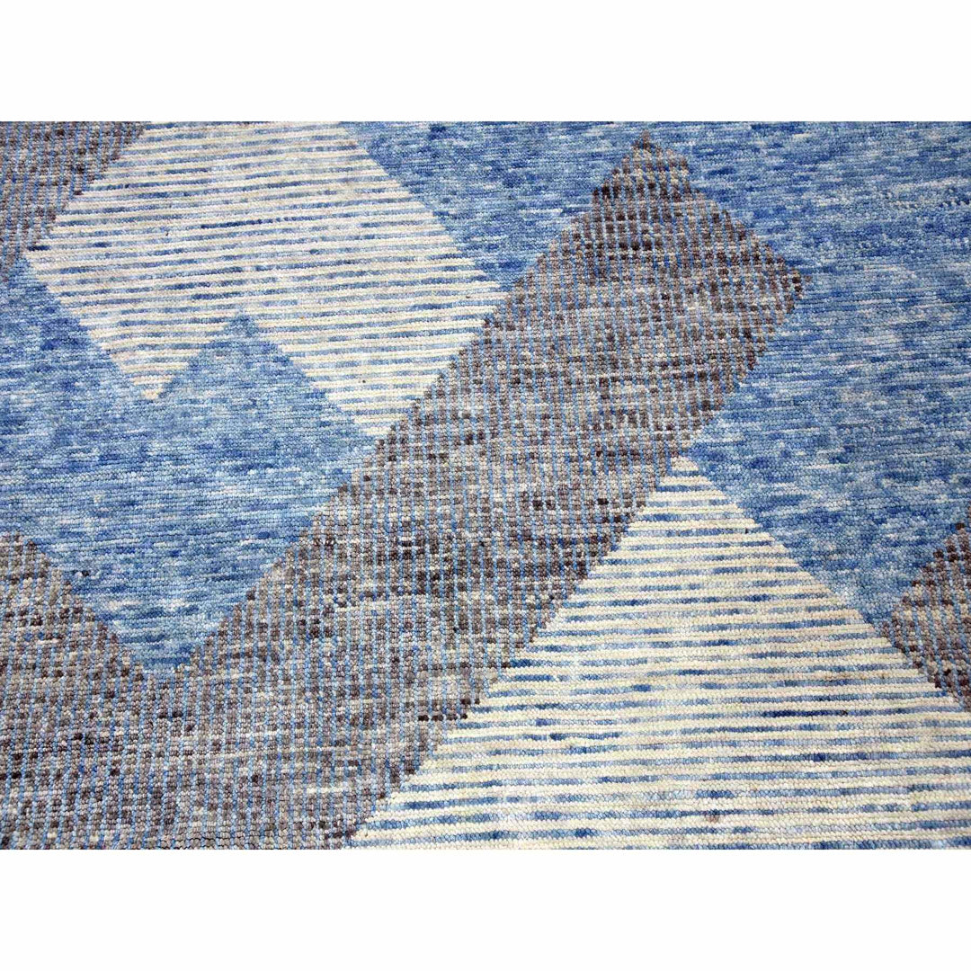 9'0" x 12'1" New Hand Knotted Blue Wool Rectangle Oriental Rug - MOA10279292