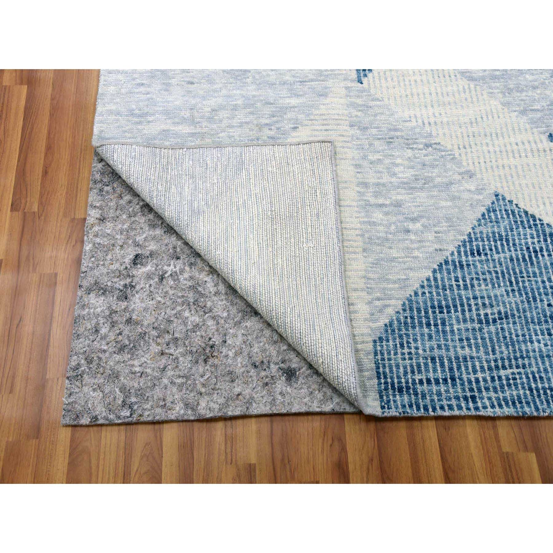 9'2" x 12'3" New Hand Knotted Blue Wool Rectangle Oriental Rug - MOA10279294