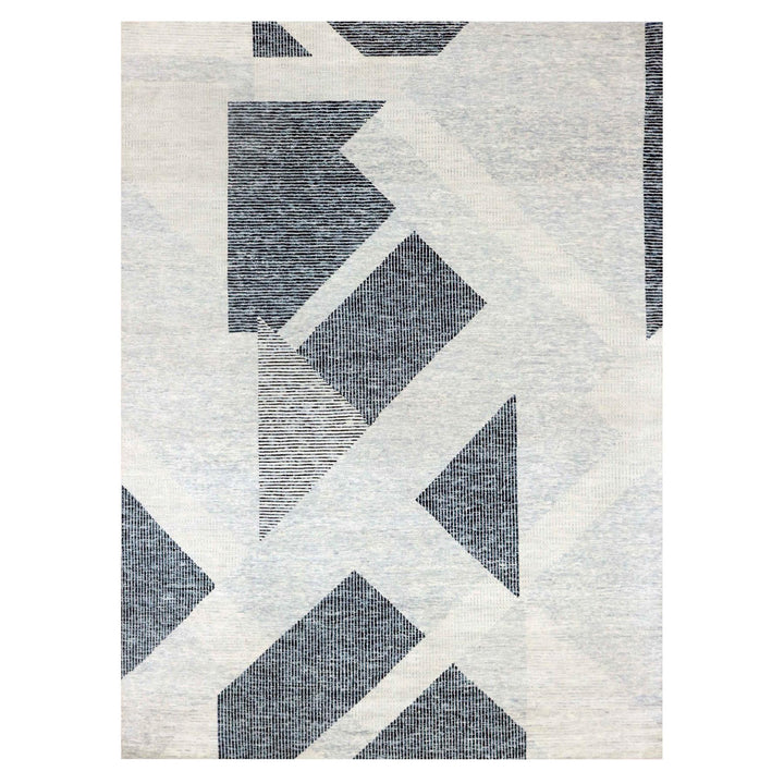 9'1" x 12'1" New Hand Knotted Grey Wool Rectangle Oriental Rug - MOA10279297