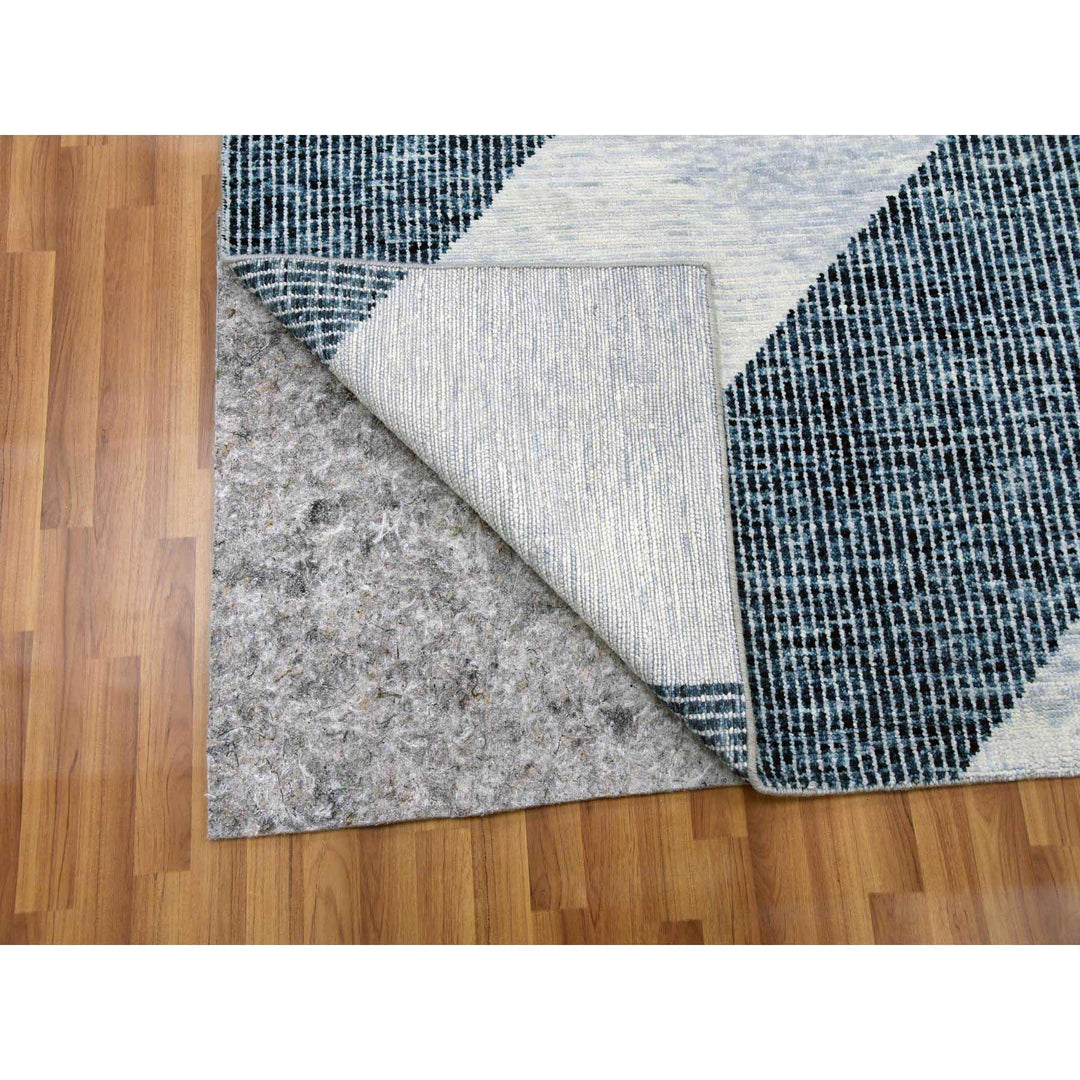 9'1" x 12'1" New Hand Knotted Grey Wool Rectangle Oriental Rug - MOA10279297