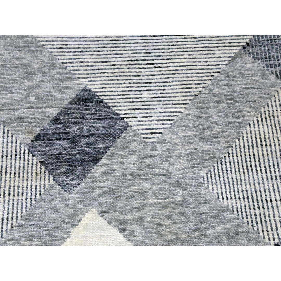 9'1" x 12'1" New Hand Knotted Grey Wool Rectangle Oriental Rug - MOA10279301